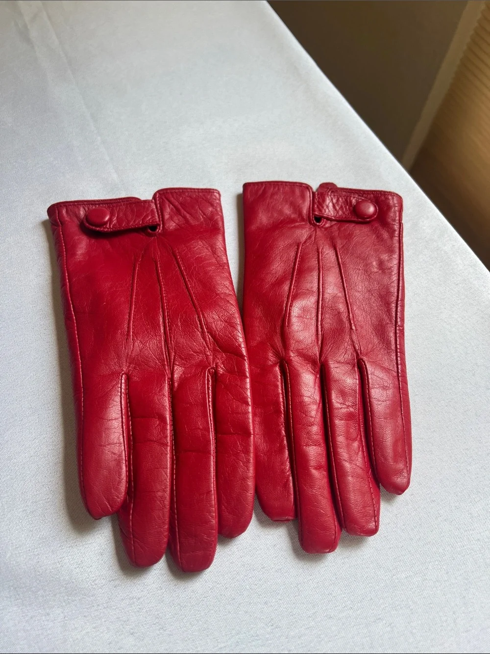 Etcetera Leather Red Gloves Womens M